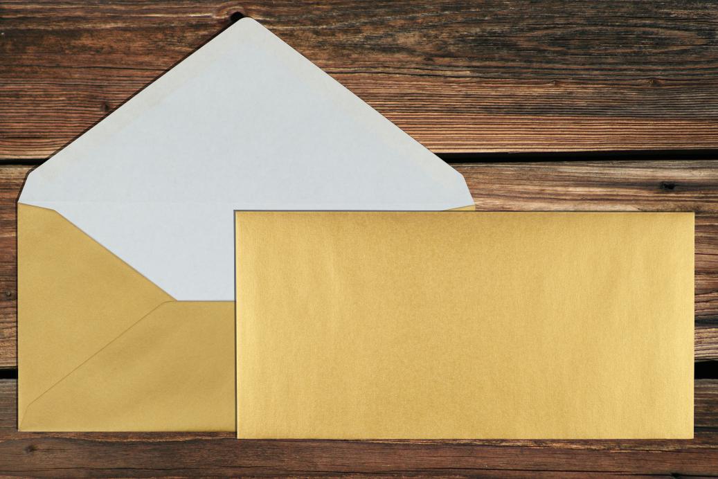 Briefhüllen DL 110x220 mm Nassklebend Gold 90 g/qm